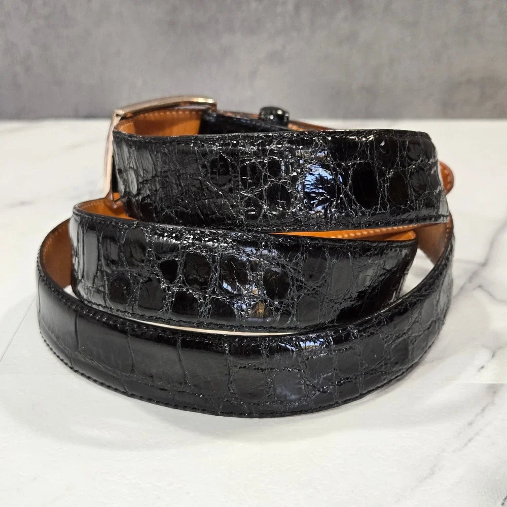 Martin Dingman Louisiana Alligator Belt Mens 44 Black USA Made Exotic Leather